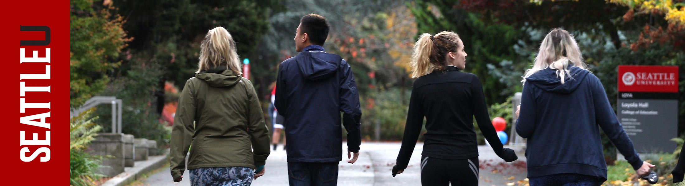 Students walking on Seattle University campus