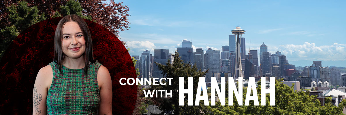 "Connect with Hannah" next to a photo of Rudy the Redhawk