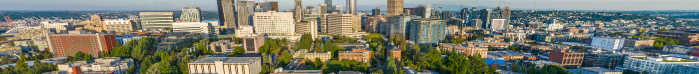 Aerial view of Seattle University's campus in the morning light.